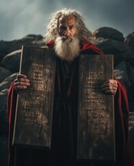 Moses and Ten Commandments. precepts, ten basic laws, , according to Pentateuch, were given to...
