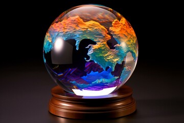 Vibrant crystal globe. Generative AI