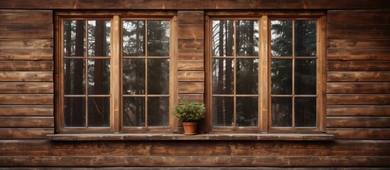 Fototapeta na wymiar wooden house with windows