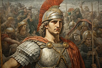 Alexander the Great mosaic painting - obrazy, fototapety, plakaty