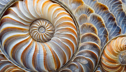 close up nautilus shell pattern