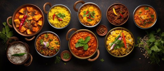 Indian recipes and food from a traditional perspective with different options and possibilities for presentation - obrazy, fototapety, plakaty