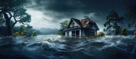 Global warming and deforestation contribute to heavy flooding and the need for flood insurance due to fast flowing water