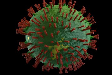 3D graphic of coronavirus infection depicting global pandemic and vaccinations for sars-cov-2. Generative AI