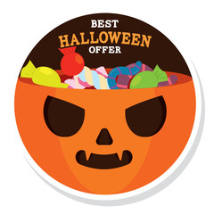 Halloween discount sticker Creepy label Vector