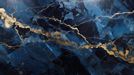 Fototapeta premium Blue, gold, and black marble abstract background