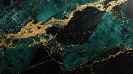 Green, gold, and black marble abstract background