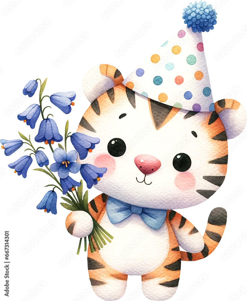 Aufkleber cute tiger character illustration created with generative ai technology