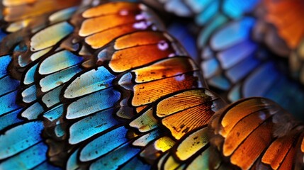 MAcro close up of colorful butterfly wings, AI