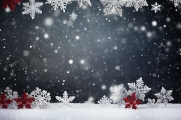 Naklejka na ściany i meble Festive holiday Christmas background with snowflakes.