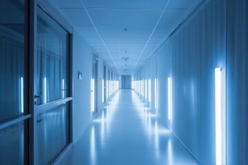 Bright lights in the hospital corridor
