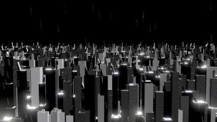 Noir city, rainy dark night city sight. sin city, cool gray colored city. Deep black and shiny white metallic city. cartoon gray colored city for your background stuff. 