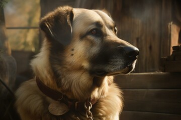 Realistic 4k dog art with historical detail in western setting. Generative AI