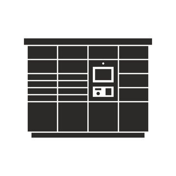 Parcel locker icon. Automated postal box. Vector icon isolated on white background.