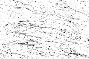 Obraz premium Black blobs isolated on white. Ink splash. Brushes droplets. Grainy texture background. Digitally generated image. Vector illustration.