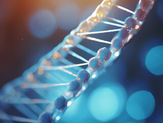 A close-up view of a DNA double helix structure with a vibrant 52-style raw artistic touch.