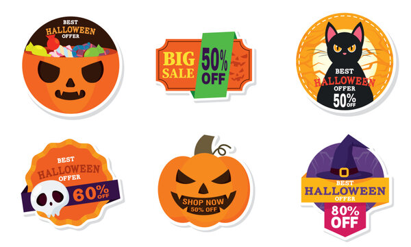 Set of halloween discount stickers Vector