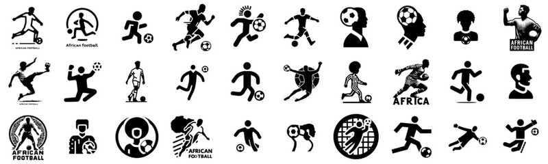 Creative Football Icons: African Football Pictograms and Graphics, set of editable stroke Art, Soccer Symbols