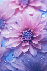 Close up the pink flower with water drops