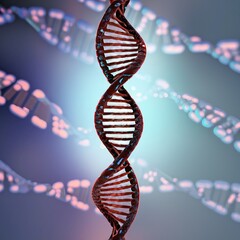 Vibrant 3D representation of human DNA, ai generated