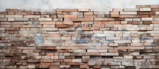 Dismantled wall of old building with wet and moldy bricks on pallets