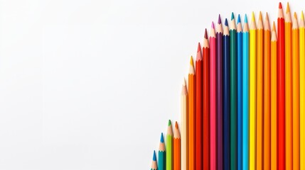 Colored pencils, corner border on a large white background, ai generated