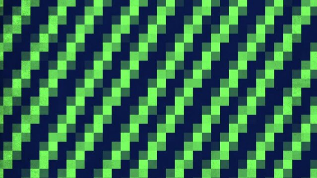 A pixelated checkerboard pattern of green and blue squares, creating a vibrant and dynamic visual. The squares are in varying shades, forming an eye catching design
