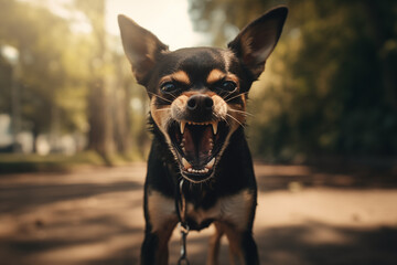 Aggressiver Hund im Park - obrazy, fototapety, plakaty