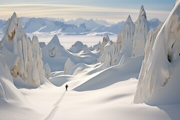skiing through a seemingly infinite snowy valley. Generative AI