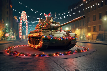 A peaceful tank with christmas decoration