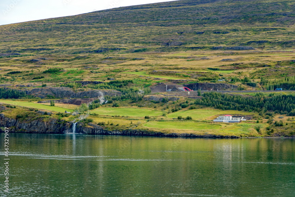 Sticker Green Hill in Akureyri Iceland