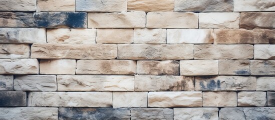 Old vintage brick wall as a textured background with uneven bricks and clean concrete grid design