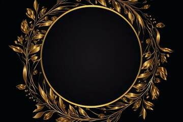 Frame with golden vine pattern. Generative AI