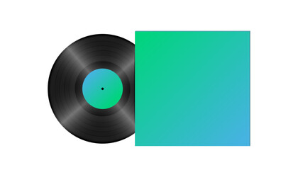 70's 80's 90's blue green editable vinyl lp bakelite concept illustration vector. Retro music background concept illustration isolated on white. 