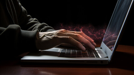 hacker working on laptop