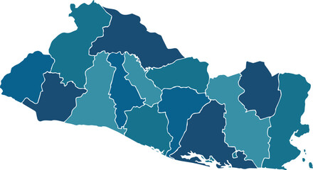 vector map of El Salvador blue color
