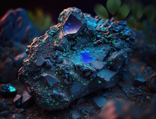 Azurite crystal background stone Close up Multicolored gemstone