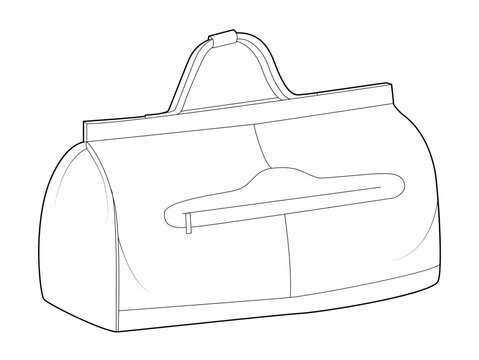 Gladstone Bag bowling silhouette. Fashion accessory technical illustration. Vector satchel front 3-4 view for Men, women, unisex style, flat handbag CAD mockup sketch outline isolated