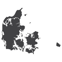 Map of Denmark. Danish map in details in black color 