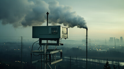 Air pollution monitoring systems are in place - obrazy, fototapety, plakaty