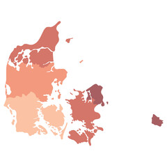 Denmark map with main regions. Map of Denmark - obrazy, fototapety, plakaty