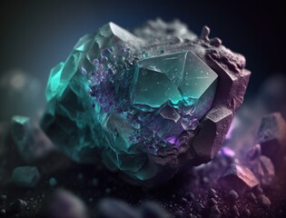 Fluorite crystal background stone Close up Multicolored gemstone