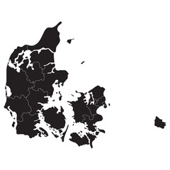 Denmark map with administrative provinces. Map of Denmark