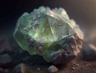 Prehnite crystal background stone Close up Multicolored gemstone