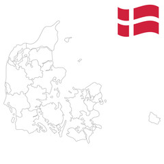 Denmark map with administrative provinces. Map of Denmark