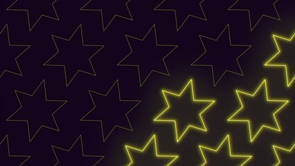 A vibrant pattern of yellow stars shines brightly against a dark black background in this eye catching image