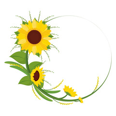 Colored sunflower border Flower border Vector