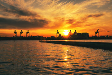 Naklejka premium 東京潮風公園の夕暮れ