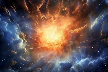 Explosion of stars in an unfamiliar galaxy. Generative AI
