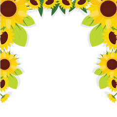 Colored sunflower border Flower border Vector